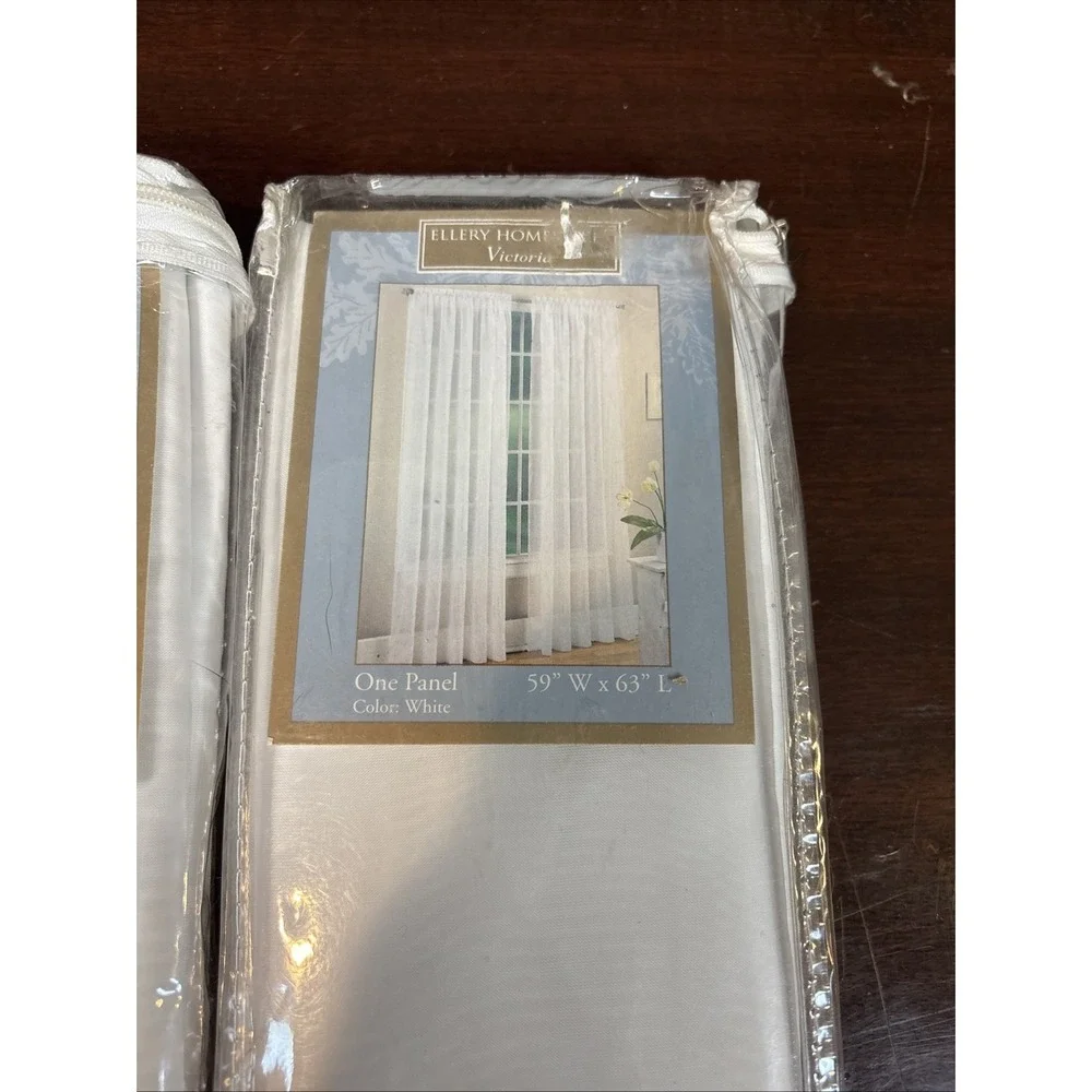 2~NEW Ellery Homestyles Victoria Sheer 2 Panels White 59
